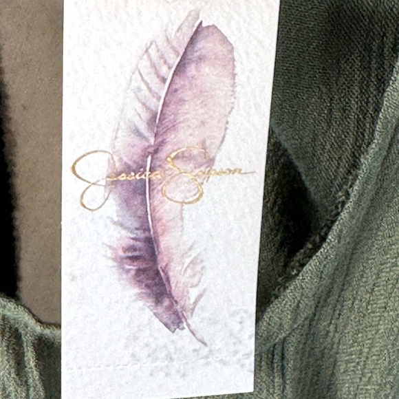 Jessica Simpson Long Sleeve Spaghetti Strap Drop Shoulder Blouse - Green - XL - Picture 9 of 9